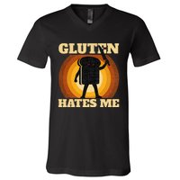 Gluten Hates Me Funny Celiac Disease Awareness V-Neck T-Shirt