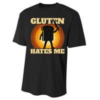 Gluten Hates Me Funny Celiac Disease Awareness Performance Sprint T-Shirt