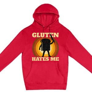 Gluten Hates Me Funny Celiac Disease Awareness Premium Pullover Hoodie