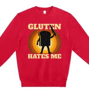 Gluten Hates Me Funny Celiac Disease Awareness Premium Crewneck Sweatshirt