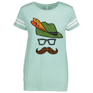 German Hat Mustache Costume Bavaria Oktoberfest Boy Enza Ladies Jersey Football T-Shirt