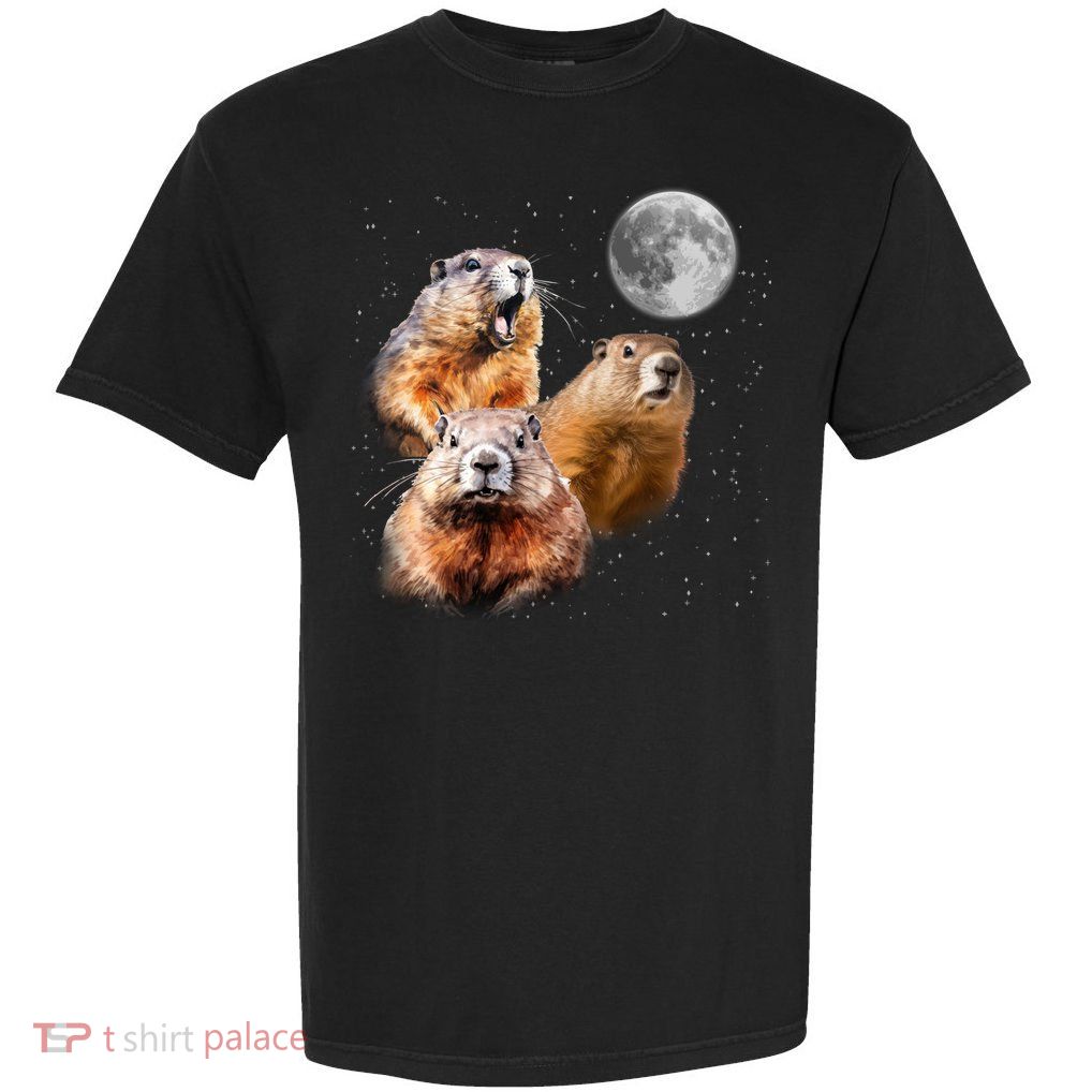 Groundhog Head Moon Funny Groundhog Day Garment-Dyed Heavyweight T-Shirt