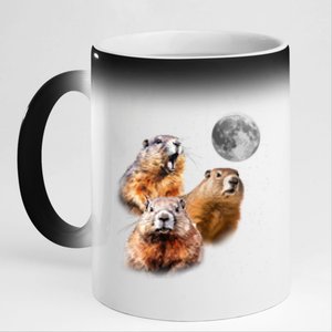 Groundhog Head Moon Funny Groundhog Day 11oz Black Color Changing Mug