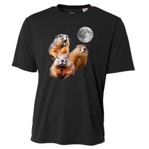 Groundhog Head Moon Funny Groundhog Day Cooling Performance Crew T-Shirt