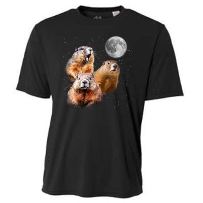 Groundhog Head Moon Funny Groundhog Day Cooling Performance Crew T-Shirt