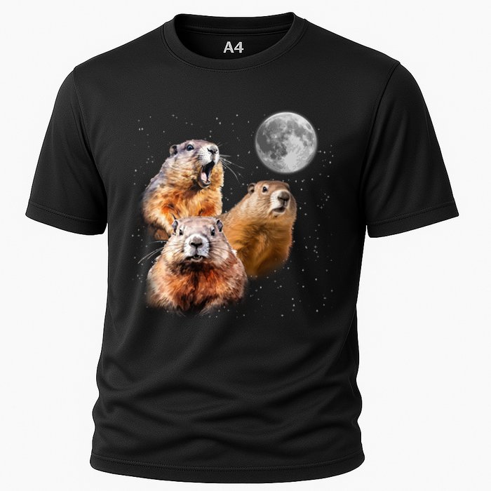 Groundhog Head Moon Funny Groundhog Day Cooling Performance Crew T-Shirt