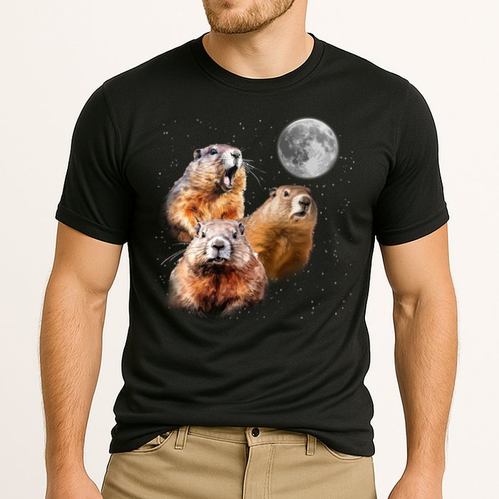 Groundhog Head Moon Funny Groundhog Day Cooling Performance Crew T-Shirt