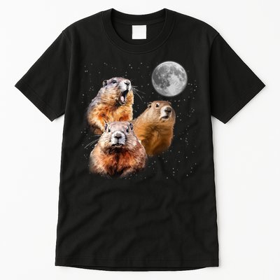 Groundhog Head Moon Funny Groundhog Day Tall T-Shirt