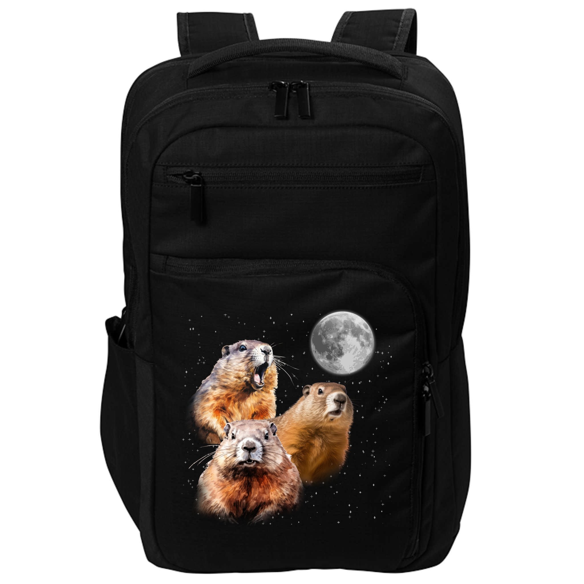 Groundhog Head Moon Funny Groundhog Day Impact Tech Backpack