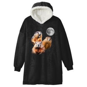 Groundhog Head Moon Funny Groundhog Day Hooded Wearable Blanket