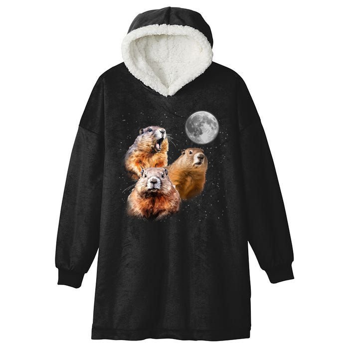 Groundhog Head Moon Funny Groundhog Day Hooded Wearable Blanket