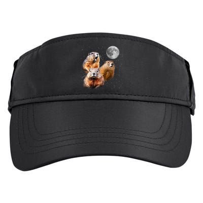 Groundhog Head Moon Funny Groundhog Day Adult Drive Performance Visor