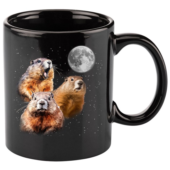 Groundhog Head Moon Funny Groundhog Day 11oz C Handle Ceramic Mug