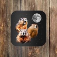 Groundhog Head Moon Funny Groundhog Day Coaster