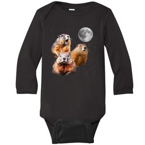 Groundhog Head Moon Funny Groundhog Day Baby Long Sleeve Bodysuit