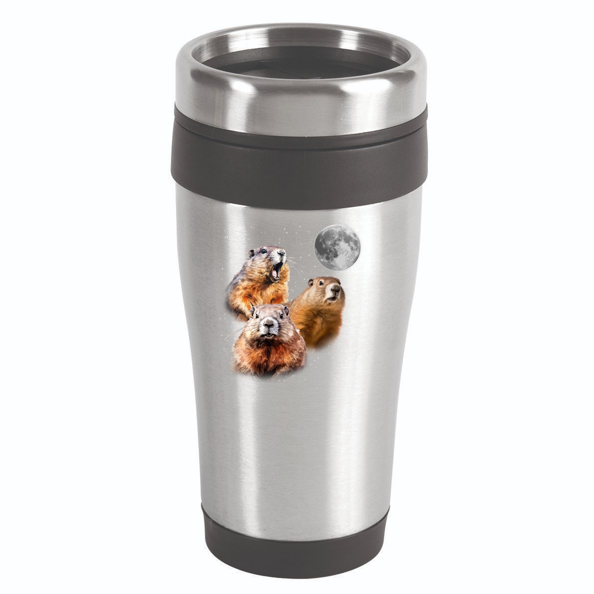 Groundhog Head Moon Funny Groundhog Day 16oz Travel Tumbler