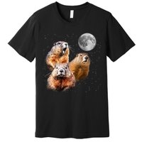 Groundhog Head Moon Funny Groundhog Day Premium T-Shirt