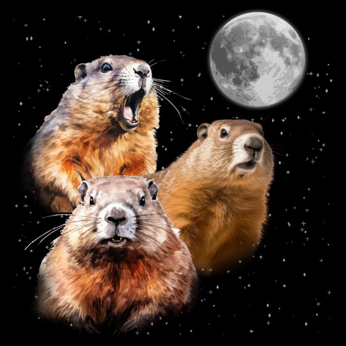 Groundhog Head Moon Funny Groundhog Day Premium T-Shirt