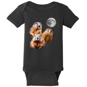 Groundhog Head Moon Funny Groundhog Day Baby Bodysuit