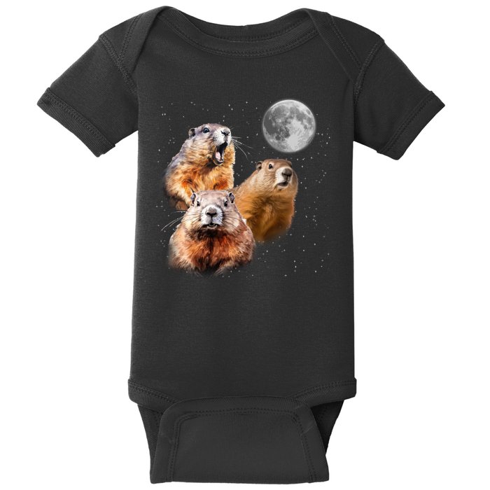 Groundhog Head Moon Funny Groundhog Day Baby Bodysuit