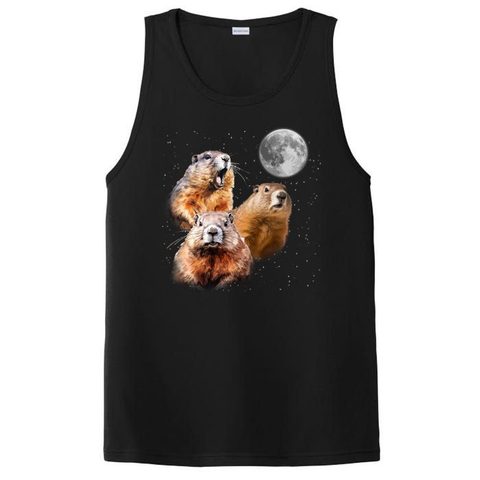 Groundhog Head Moon Funny Groundhog Day PosiCharge Competitor Tank