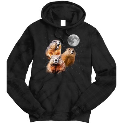 Groundhog Head Moon Funny Groundhog Day Tie Dye Hoodie