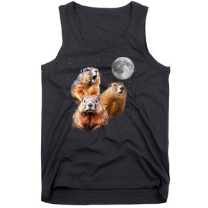 Groundhog Head Moon Funny Groundhog Day Tank Top