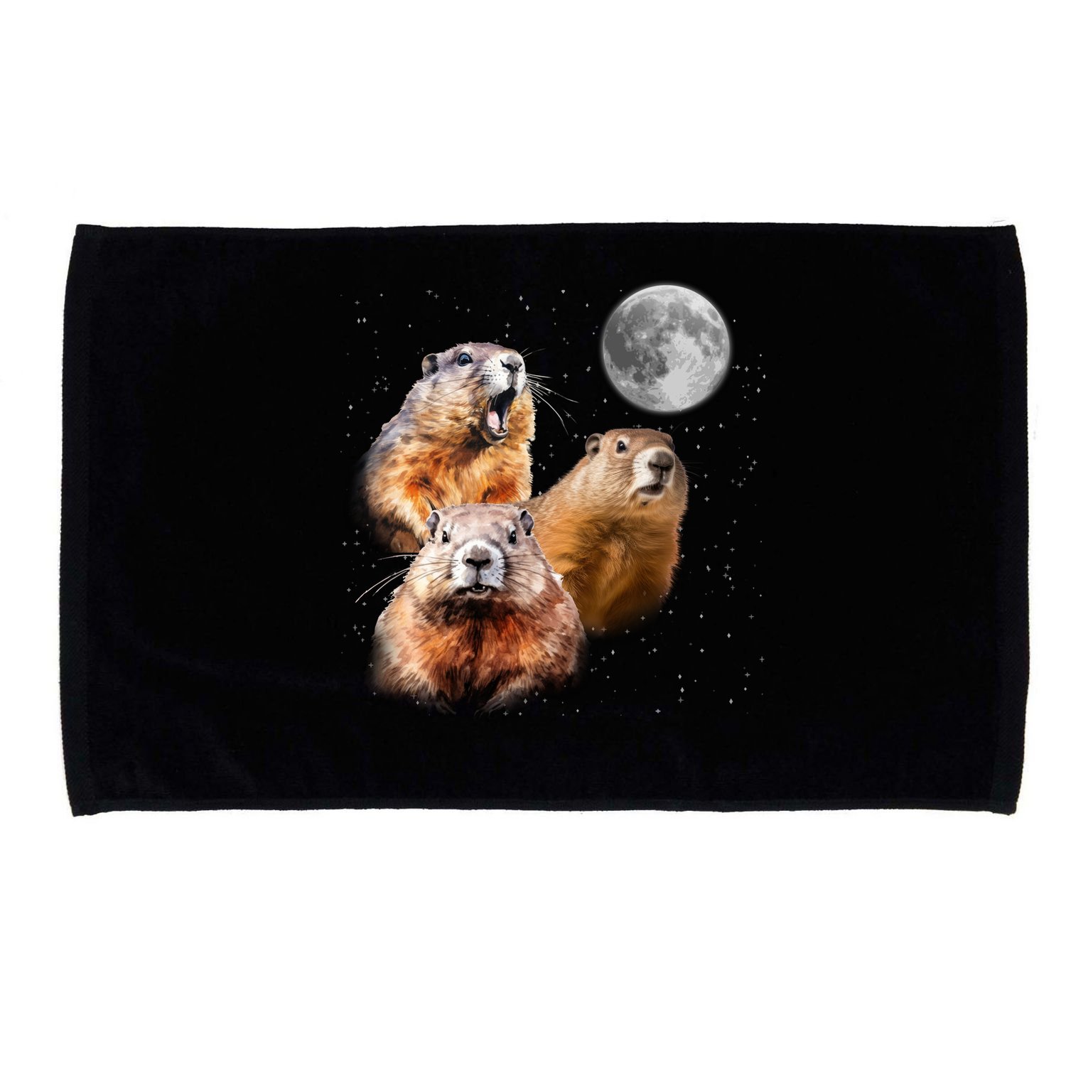 Groundhog Head Moon Funny Groundhog Day Microfiber Hand Towel