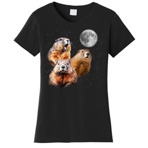 Groundhog Head Moon Funny Groundhog Day Women's T-Shirt