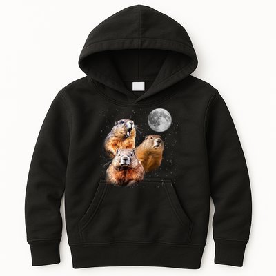 Groundhog Head Moon Funny Groundhog Day Kids Hoodie