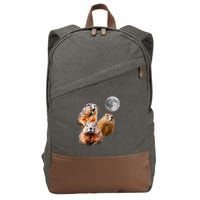 Groundhog Head Moon Funny Groundhog Day Cotton Canvas Backpack