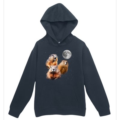 Groundhog Head Moon Funny Groundhog Day Urban Pullover Hoodie