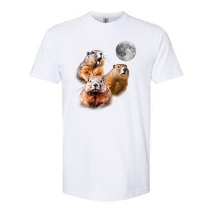 Groundhog Head Moon Funny Groundhog Day Softstyle CVC T-Shirt