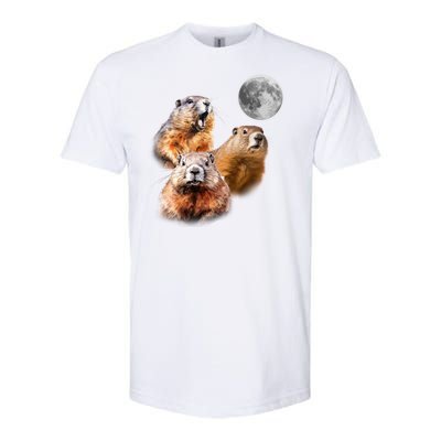 Groundhog Head Moon Funny Groundhog Day Softstyle® CVC T-Shirt