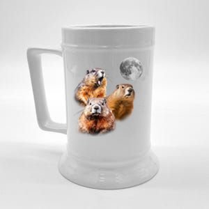 Groundhog Head Moon Funny Groundhog Day Beer Stein