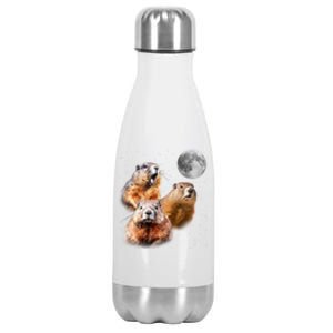 Groundhog Head Moon Funny Groundhog Day Stainless Steel Insulated Water Bottle