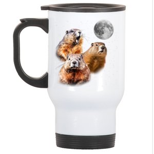 Groundhog Head Moon Funny Groundhog Day Stainless Steel Travel Mug