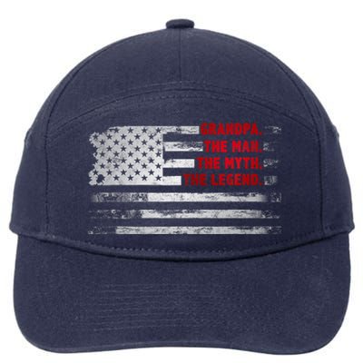 Grandpa He Man Myth Legend American USA Flag Father S Day 7-Panel Snapback Hat