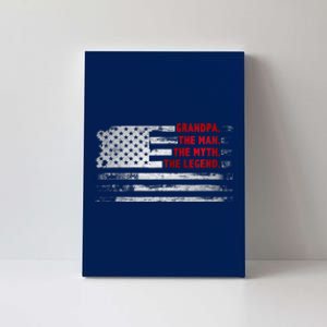 Grandpa He Man Myth Legend American USA Flag Father S Day Canvas