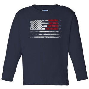 Grandpa He Man Myth Legend American USA Flag Father S Day Toddler Long Sleeve Shirt