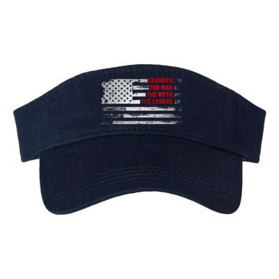 Grandpa He Man Myth Legend American USA Flag Father S Day Valucap Bio-Washed Visor