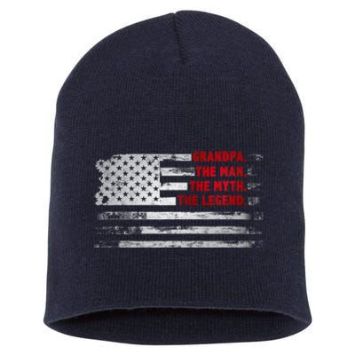 Grandpa He Man Myth Legend American USA Flag Father S Day Short Acrylic Beanie