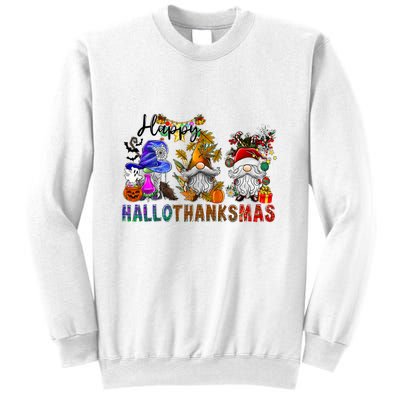 Gnomes Halloween Merry Christmas Happy Hallothanksmas Sweatshirt