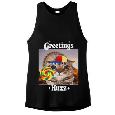 Greetings Huzz Meme Funny Cat Lollipop Ladies PosiCharge Tri-Blend Wicking Tank