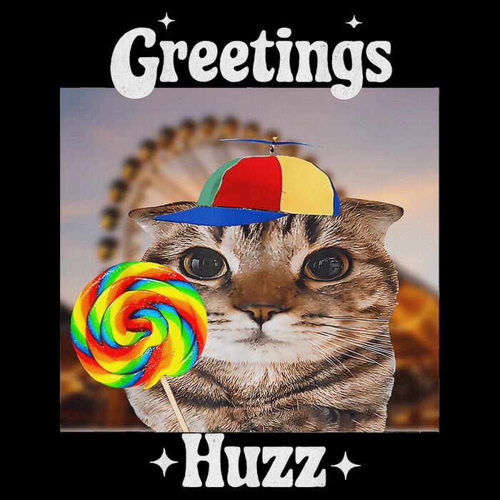 Greetings Huzz Meme Funny Cat Lollipop Sustainable Bucket Hat