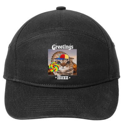 Greetings Huzz Meme Funny Cat Lollipop 7-Panel Snapback Hat