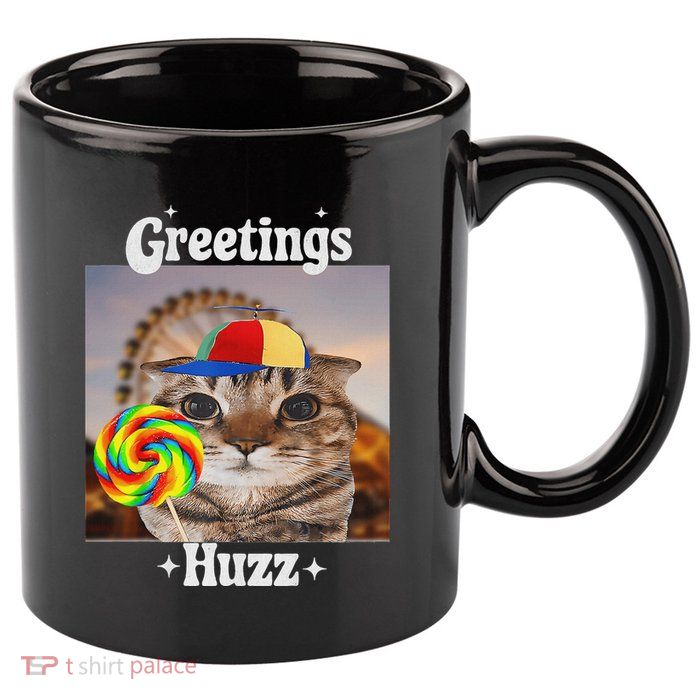 Greetings Huzz Meme Funny Cat Lollipop 11oz C Handle Ceramic Mug