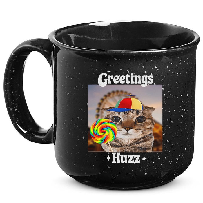 Greetings Huzz Meme Funny Cat Lollipop 15oz Campfire Ceramic Mug
