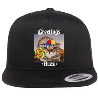 Greetings Huzz Meme Funny Cat Lollipop Flat Bill Trucker Hat
