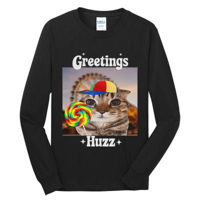 Greetings Huzz Meme Funny Cat Lollipop Tall Long Sleeve T-Shirt